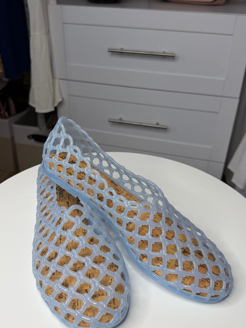 No Boundaries Light Blue Open-Weave Jelly Slip-On Flats